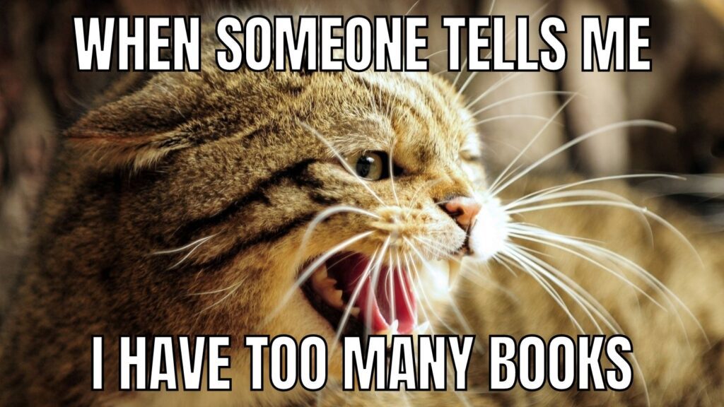too many books cat meme